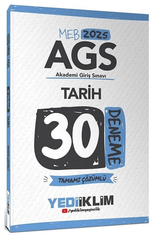 Yediiklim 2025 MEB-AGS Tarih 30 Deneme Çözümlü Yediiklim Yayınları