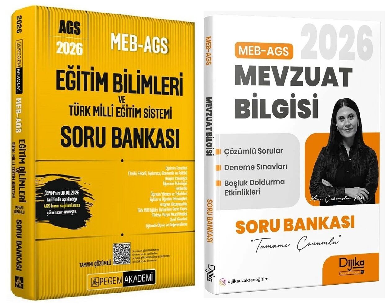 YENİ AGS - Pegem + Dijika 2026 MEB-AGS Eğitim Bilimleri + Mevzuat Bilgisi Soru Bankası 2 li Set Pegem Akademi + Dijika Yayınları