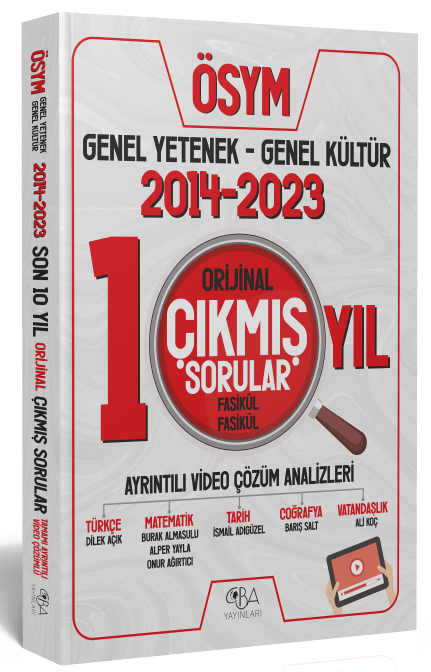 SÜPER FİYAT - CBA Yayınları KPSS Genel Yetenek Genel Kültür Orijinal Son 10 Yıl Çıkmış Sorular 2014-2023 Video Çözümlü CBA Yayınları