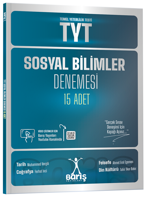 Barış YKS TYT Sosyal Bilimler 15 Deneme Çözümlü Barış Yayınları