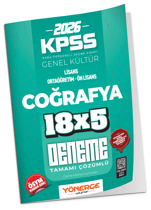 Yönerge 2026 KPSS Coğrafya İLELEBET 18x5 Deneme Çözümlü Yönerge Yayınları
