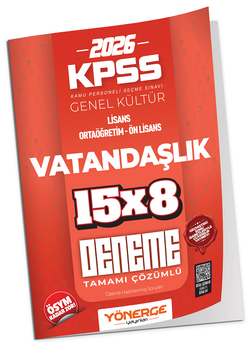 Yönerge 2026 KPSS Vatandaşlık İLELEBET 15x8 Deneme Çözümlü Yönerge Yayınları