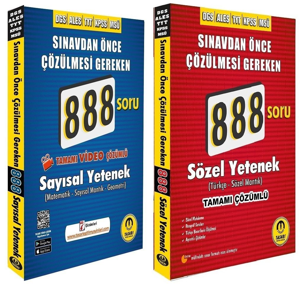 Tasarı DGS ALES TYT KPSS MSÜ Sayısal + Sözel Yetenek 888+888 Soru 2 li Set Tasarı Yayınları