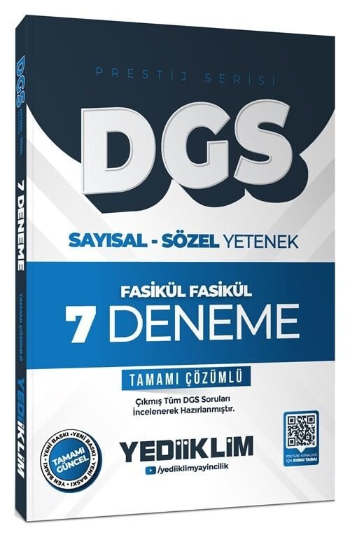 Yediiklim 2026 DGS Prestij 7 Deneme Fasikül Çözümlü Yediiklim Yayınları