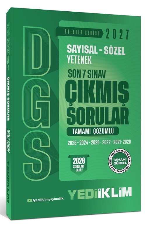 Yediiklim 2027 DGS Prestij Çıkmış Sorular Son 7 Sınav Çözümlü Yediiklim Yayınları