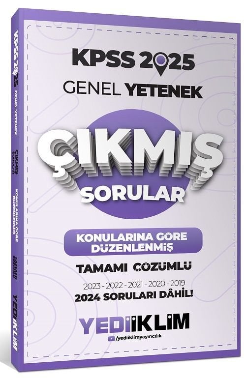 Yediiklim 2025 KPSS Genel Yetenek Çıkmış Sorular Konularına Göre Çözümlü Yediiklim Yayınları