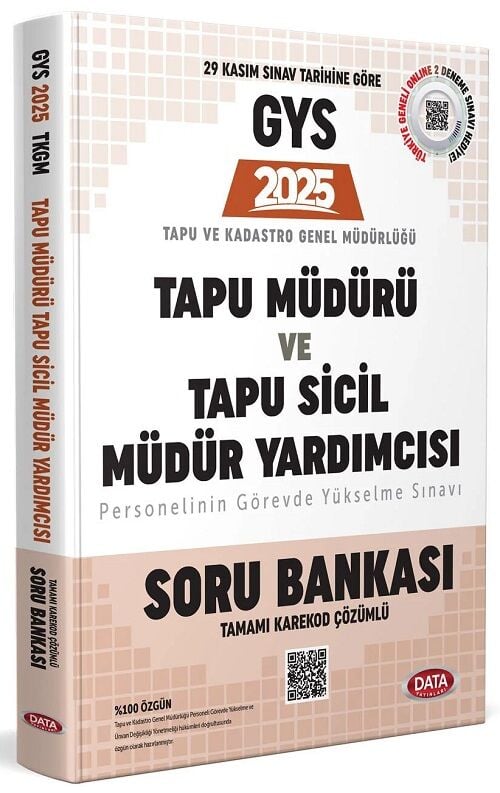 Data 2025 GYS Tapu Kadastro Tapu Müdürü ve Sicil Müdür Yardımcısı Soru Bankası Görevde Yükselme Data Yayınları