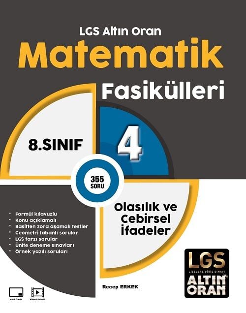 Altın Oran 8. Sınıf LGS Matematik Fasikülleri-4 Olasılık ve Cebirsel İfadeler Altın Oran Yayınları