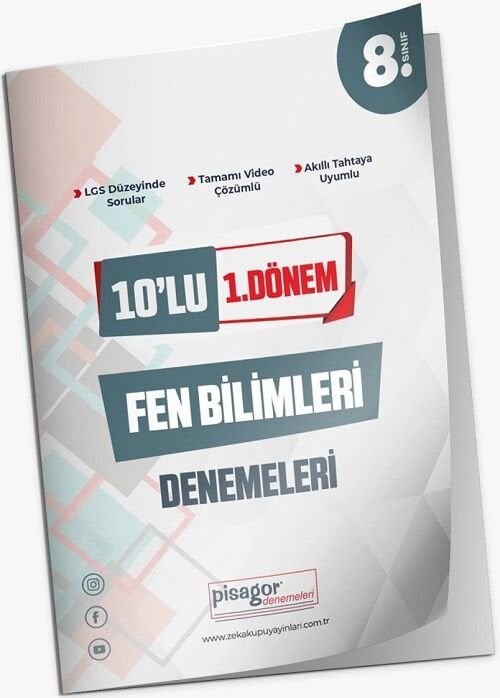 Zeka Küpü 8. Sınıf LGS Fen Bilimleri 1. Dönem Pisagor 10 lu Deneme Zeka Küpü Yayınları
