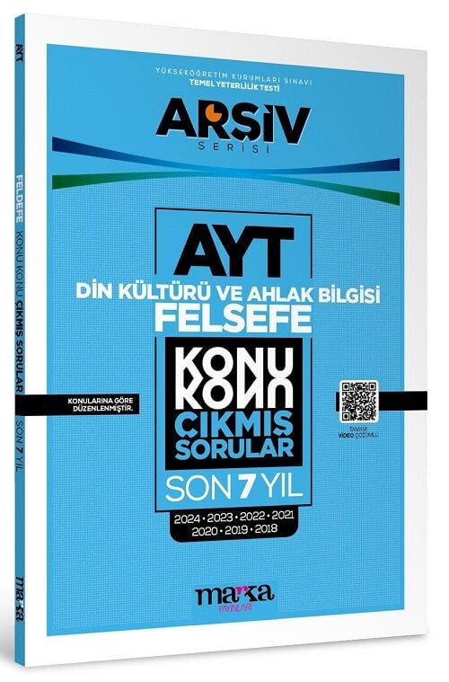 Marka 2025 YKS AYT Din Kültürü ve Ahlak Bilgisi-Felsefe Çıkmış Sorular Son 7 Yıl Konu Konu Tıpkı Basım Arşiv Serisi Çözümlü Marka Yayınları