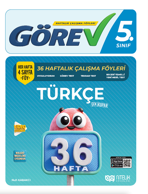 Nitelik 5. Sınıf Türkçe Görev 36 Haftalık Çalışma Föyleri Nitelik Yayınları