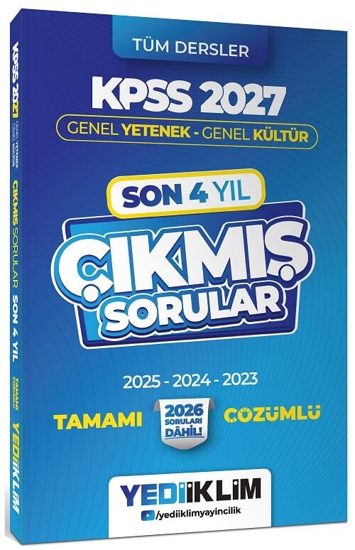 Yediiklim 2027 KPSS Genel Yetenek Genel Kültür Çıkmış Sorular Son 4 Yıl Çözümlü Yediiklim Yayınları