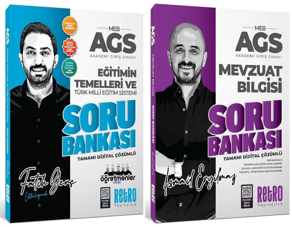 Retro 2026 MEB-AGS Eğitimin Temelleri ve Türk Milli Eğitim Sistemi + Mevzuat Bilgisi Soru Bankası 2 li Set Retro Yayıncılık