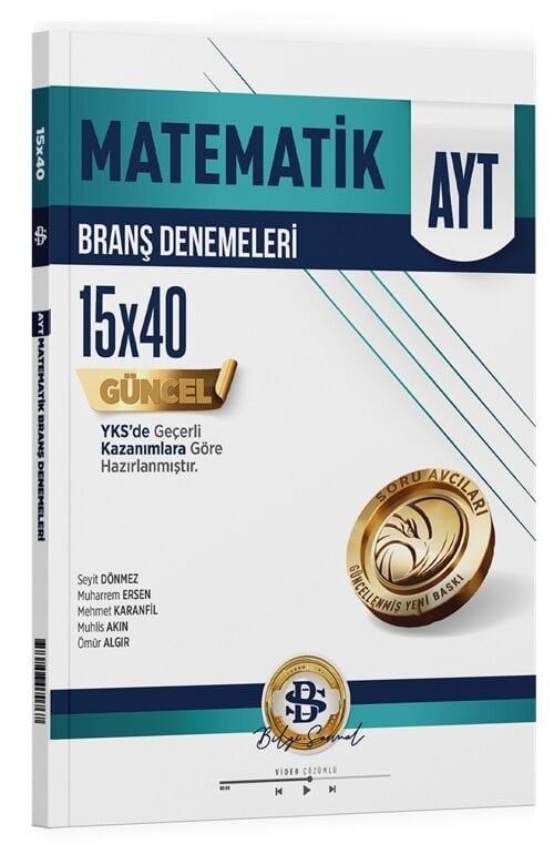 Bilgi Sarmal YKS AYT Matematik 15x40 Branş Denemeleri Video Çözümlü Bilgi Sarmal Yayınları